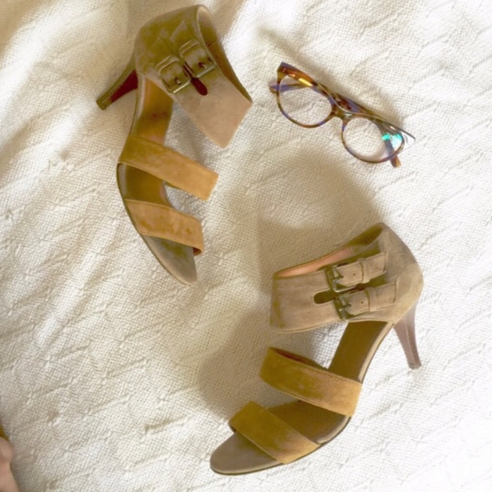 J. Crew open toed suede heel size 6.5